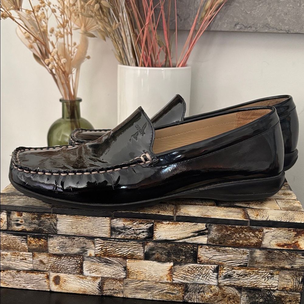 GEOX (6) Respira Patent Loafers Leather Black Slip On Stitching Non-Slip EU 36 - Picture 4 of 15